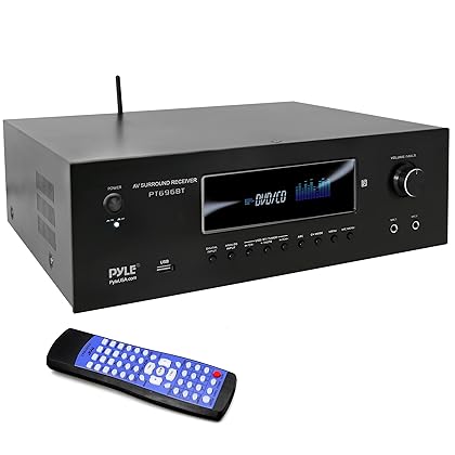 Pyle 1000W Bluetooth Home Theater Receiver - 5.2 Channel Surround Sound Stereo Amplifier System with 4K Ultra HD, 3D Video & Blu-Ray Video Pass-Through Supports, HDMI/MP3/USB/AM/FM Radio - Pyle, Black