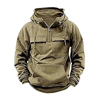 Amazon Deals Today Prime Men Todays Daily Deals Clearance Prime Hoodies for Men Quarter Zip Tactical Shirt Cargo Sweatshirts Casual Gym Athletic Military Jackets Winter Tops Khaki