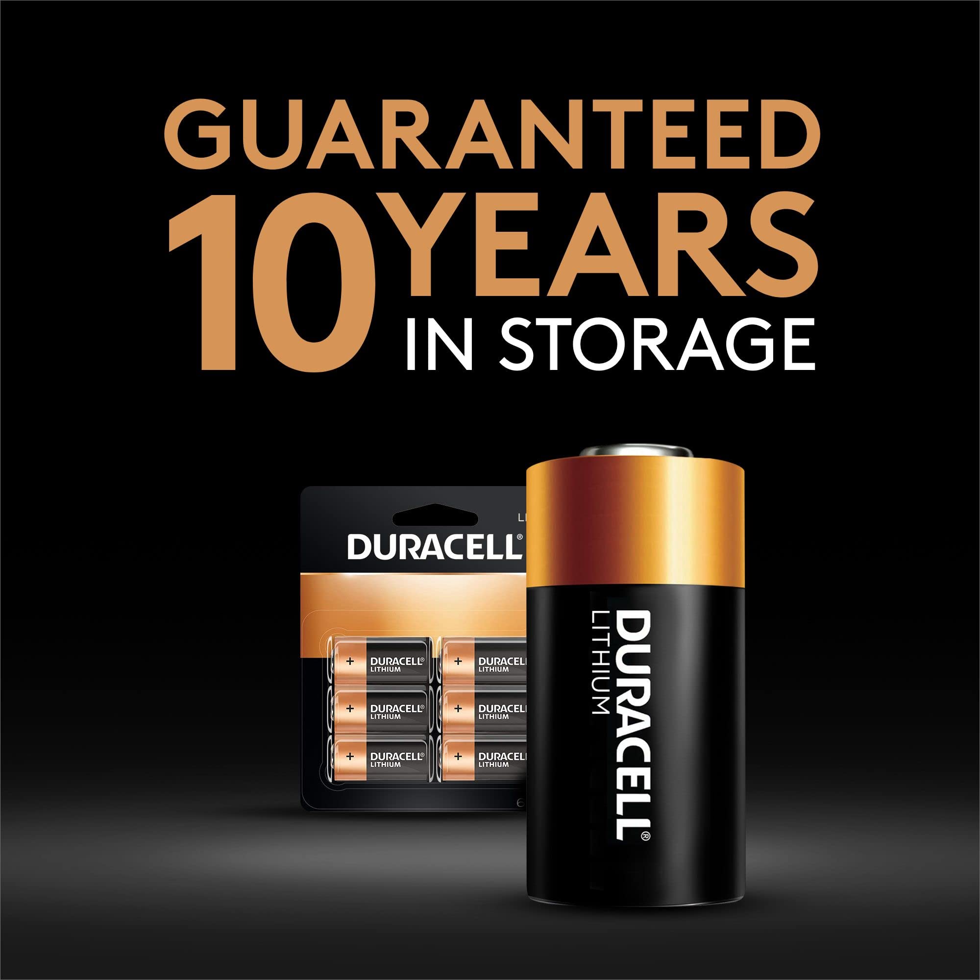 Duracell CR123A 3V Lithium Battery, 6 Count Pack, 123 3 Volt High Power Lithium Battery, Long-Lasting for Home Safety and Security Devices, High-Intensity Flashlights, and Home Automation