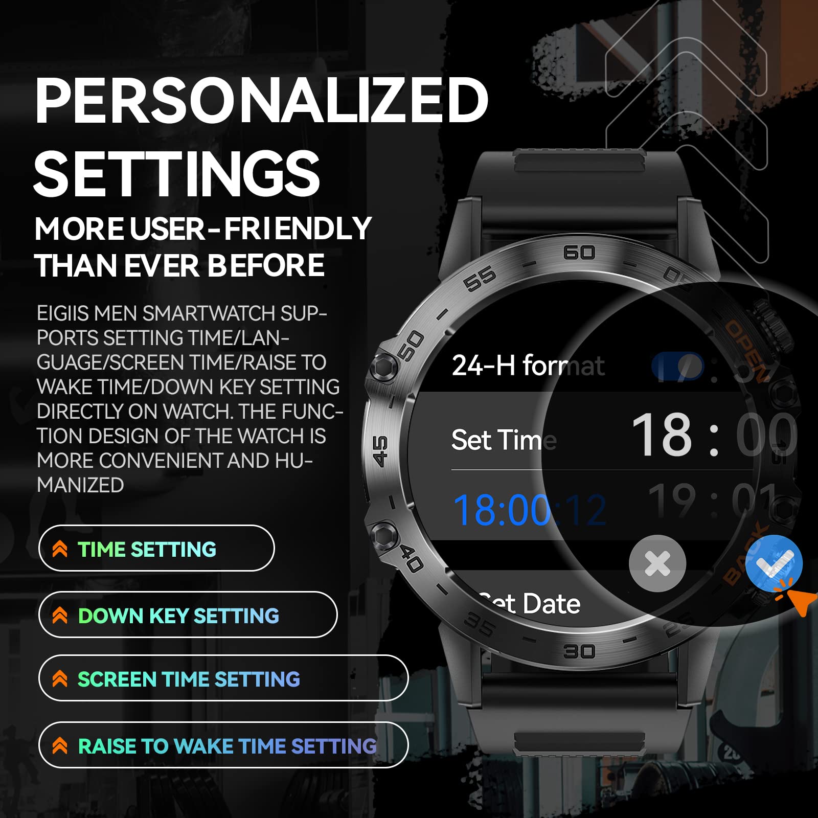 Military Smart Watch for Men Make Calls Rugged Tactical Smartwatch Compatible with Android iPhone Samsung 1.39