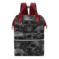 Black and White Skulls. Diaper Bag Backpack Travel Waterproof Mommy Bag Nappy Daypack