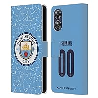 Head Case Designs Officially Licensed Custom Customized Personalized Manchester City Man City FC Home 2020/21 Badge Kit Leather Book Wallet Case Cover Compatible with Oppo A17