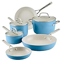 KitchenAid Hard Anodized Ceramic Nonstick Cookware Pots and Pans Set, 9 Piece, Blue Velvet