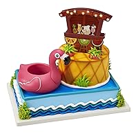 DecoPac Tropical Party Cake Topper, 2-Piece Pool Party Cake Decoration Set, Includes Pink Flamingo Can Cooler and Tiki-Hut, Food Safe (23128)