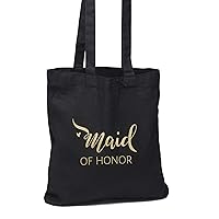 Wedding Accessories Black Tote Bag, Maid Of Honor, 13.25 x 14.25-Inches