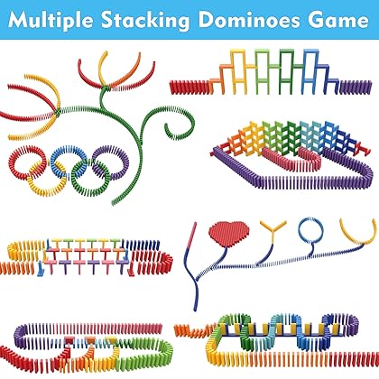 Lewo 1000 PCS Dominoes Set for Kids Wooden Building Blocks Bulk Dominoes Racing Tile Games with Extra 11 Add-on Blocks and Storage Bag