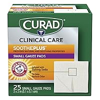 Curad SoothePLUS Gauze Pads with ARM & HAMMER Baking Soda, 2