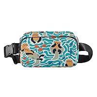 Sea Otters Sea Urchins Fanny Packs for Women Men Everywhere Belt Bag Fanny Pack Crossbody Bags for Women Fashion Waist Packs with Adjustable Strap Belt Purse for Travel Shopping Workout Cycling