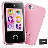 Kids Smart Phone Toy for Girls 3 4 5 6 Year Old, MP3 Music Player, Dual Camera Travel Toys Educational Games, Toddler Birthday Gifts Touchscreen Pretend Play Phones for 3-8 Year Old, Pink
