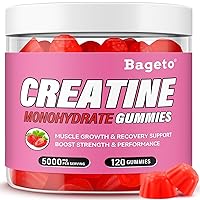 Creatine Monohydrate Gummies 5000mg for Men & Women, Gomitas de Creatina 5g Creatine Monohydrate, Suger Free Chewables Creatine Pre-Work Out for Muscle Strength, Vegan, Strawberry Flavor, 120 Count