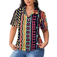Tribal Vintage Ethnic Women's Golf Polo Straight Shirts Short Sleeve Casual Tee Tops