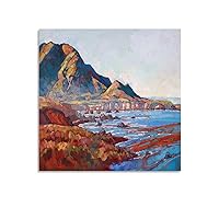 Alpine Oil Painting Poster Frame Hanger Scroll Posters Canvas Decorative Hanging Painting Wall Art Decor Room 16x16inch(40x40cm)