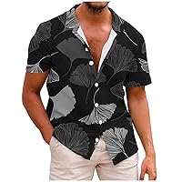 Short Sleeve Beach Shirts for Men Summer Funny Hawaiian Tee Tops Button Down Loose Fit Tropical Shirt Stylish T Shirt