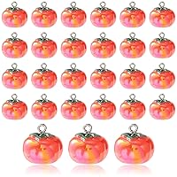 LiQunSweet 20 Pcs Opaque Acrylic Imitation Food Charms 3D Food Fruit Red Persimmon Charms for Autumn Party Decoration