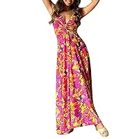 Maxi Dresses for Women 2024, Women's Camisole V Neck Printed Elegant A Line Dress Long Mix, S XXL