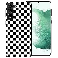 Phone Case for Samsung Galaxy S22 Plus 5G/4G, Black White Grid Plaid Regular Lattice Checkered Checkerboard Cute Shockproof Protective Anti-Slip Soft Cover Shell