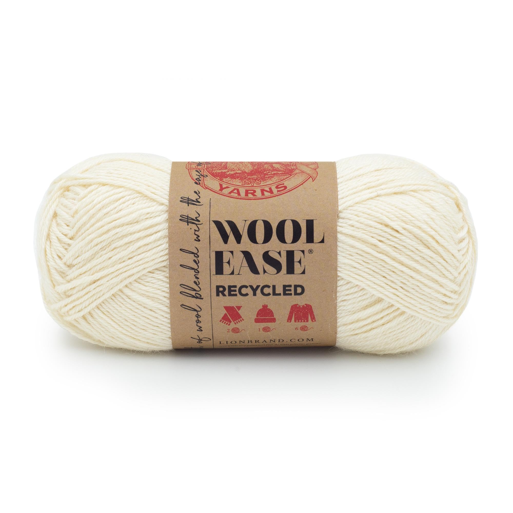Lion Brand Yarn Wool-Ease Recycled Yarn, 1 Pack, Cream