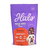 Halo Raw Freeze Dried Dog Treats, Chicken Hearts Recipe, Dog Treats Pouch, All Life Stages, 2-OZ Pouch