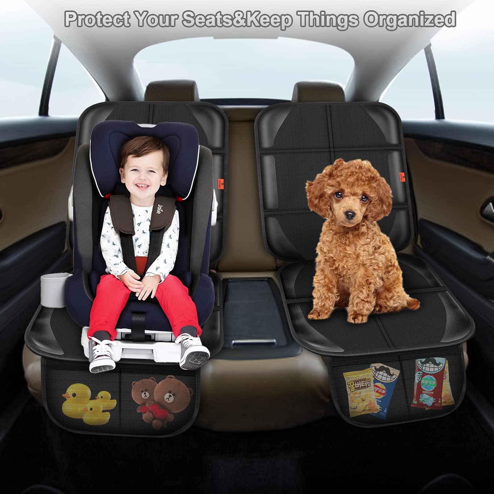 XHYANG Car Seat Protector,Auto Car Seat Protectors Baby Carseat Waterproof Durable 600D Fabric for Child Baby Car Seat Mat Vehicle Pet Cover 2 Storage Pockets (1 Pack)
