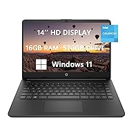 2023 Newest HP Laptops for College Student & Business, 14 inch HD Computer, Intel Celeron N4120(4-core), up to 2.60 GHz, 16GB RAM, 576GB(64GB SSD+512GB Card), HDMI, Webcam, Windows 11, ROKC HDMI Cable