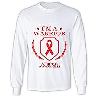 I am a Warrior Stroke Red Ribbon Awareness Support Survivor Grey and Muticolor Unisex Long Sleeve T Shirt