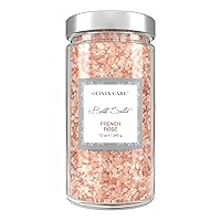 Olivia Care Pink Himalayan Bath Salts - Relieves & Relax Muscles. Exfoliate, Heal, Rejuvenate, Cleansing & Soothes Skin | Made with Natural Ingredients. Fresh Fragrance - 12 OZ (French Rose, 1 Pack)
