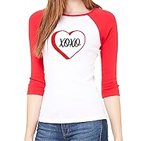 Woman's Valentine's Day Raglan Shirt, Woman's Raglan Shirts, Valentines Shirts - XOXO