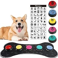 Set of 5 Color Dog Buttons with Rubber Mat for Communication,Voice Recording Button,Dog Talking Buttons,Pet Buttons,Dog Training & Behavior Aids,Train Your Dog to Voice What They Want