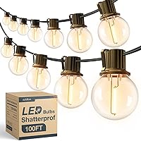 addlon 100FT(2-Pack*50FT) LED Outdoor String Lights, G40 Globe Patio Lights 2200K Dimmable with 54 Shatterproof Bulbs(4 Spare), Vintage Waterproof Connectable Hanging Lights for Backyard House Party