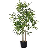 3ft Bamboo Artificial Tree, Faux Bamboo Plant, Artificial Plant with 3 Trunks, Ideal for Home Office Indoor Decoration
