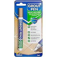 Grout Pen Beige Tile Paint Marker: Waterproof Grout Paint, Tile Grout Colorant and Sealer Pen - Beige, Narrow 5mm Tip (7mL)
