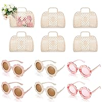12 Pcs Jelly Bags with Sunglasses Jelly Purse Jelly Basket Reusable Tote Beach Handbags for Women Girls Kid