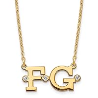 Jewels By Lux Double Initial with Diamonds Cable Chain Necklace (Length 18 in Width 21.87 mm)