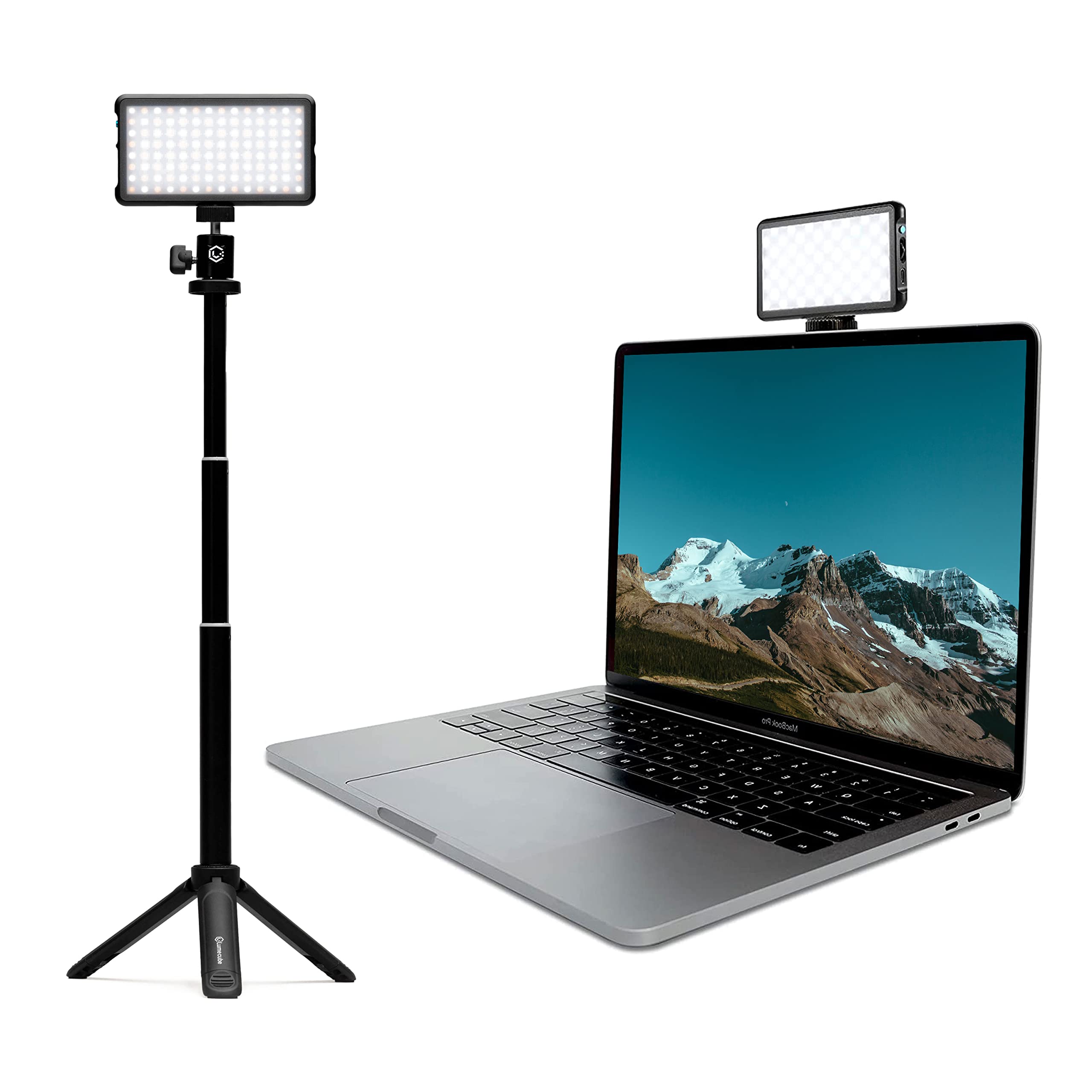 Lume Cube Broadcast Lighting Kit | Zoom Lighting, Webcam Light for Computer | Video Conference Lighting Kit for Laptop with Adjustable Brightness & Color Temperature, Tripod & Suction Mount Included