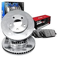 R1 Concepts eLINE Series Rear Brake Rotors with Optimum OEp Pads Compatible For 2005-2006 Porsche Cayenne