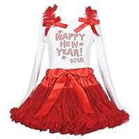 Petitebella Happy New Year 2016 Dress White L/s Shirt Red Skirt Set Girl Clothing 1-8y