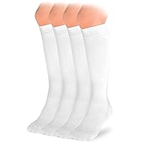 Hugh Ugoli Knee High Cotton Socks for Girls Boys and Toddlers, Solid Color Long School Uniform Socks 3-14 Years Old, 4 Pairs