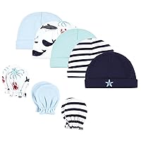 Hudson Baby Unisex Baby Cotton Cap and Scratch Mitten Set