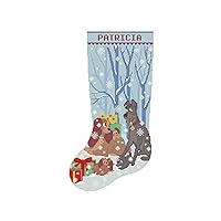Cross Stitch Patterns Christmas Stocking PDF, Personalized Counted Modern Printable Easy DMC Holiday Stockings, Cute Dogs, Snow Cross Stitch Chart, Simple Design for Beginners DIY, Digital Download