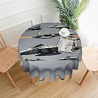 Aircraft Fighter Jets Print Round Tablecloth 60 Inch Table Cloth Circular Table Cover for Dining Kitchen Banquet Dinner