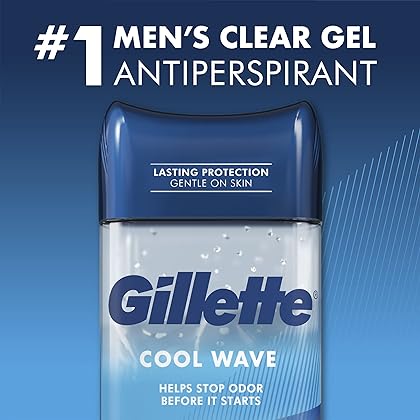 Gillette Clear Gel Men’s Antiperspirant and Deodorant, 72-Hour Sweat Protection, Cool Wave, #1 Clear Gel Brand for Men, 3.8 oz (Pack of 4)