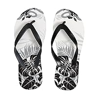 Vantaso Slim Flip Flops for Women Black Gray White Leaves Yoga Mat Thong Sandals Casual Slippers