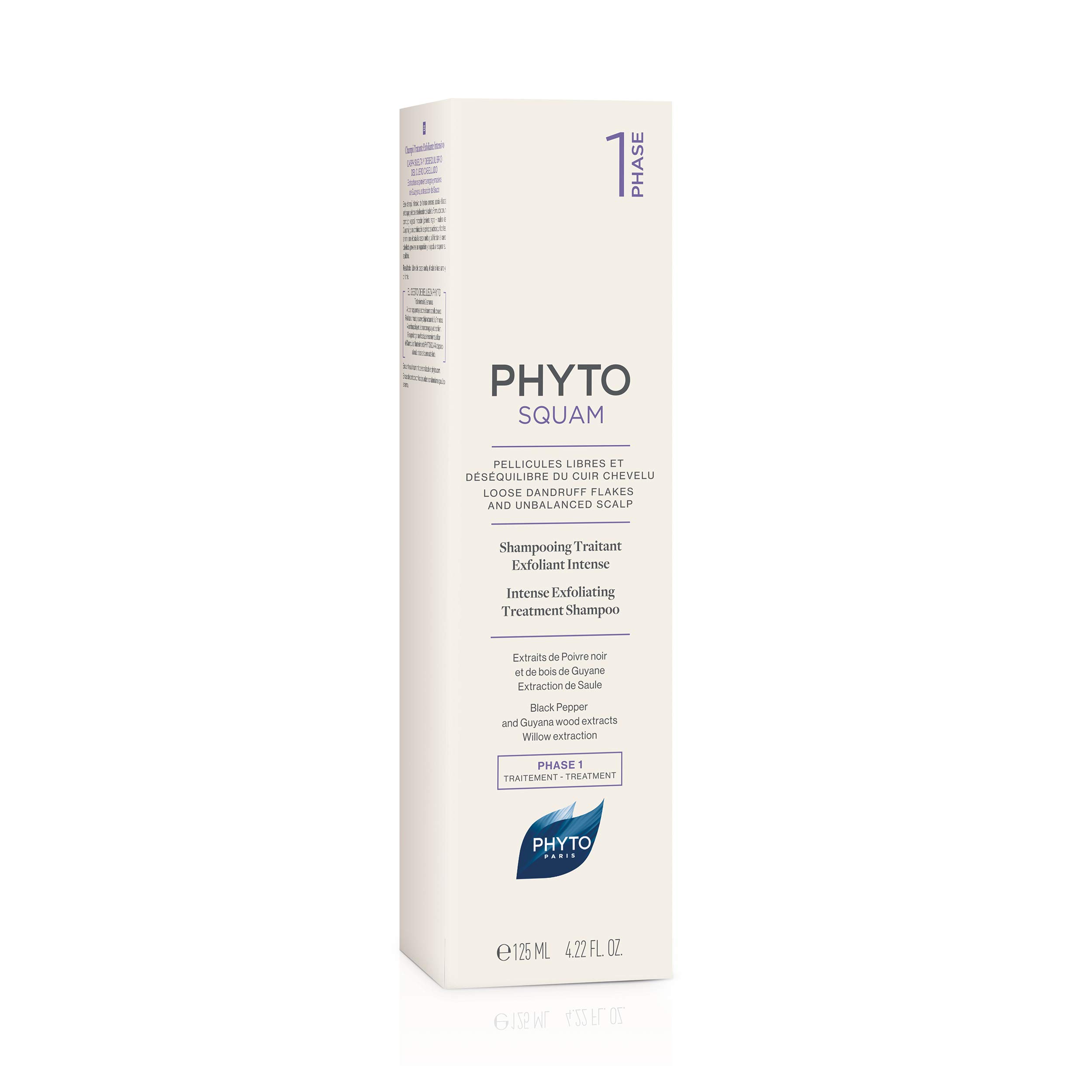 PHYTO Phytosquam Intense Exfoliating Dandruff Treatment Shampoo, 4.22 Fl Oz