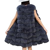 Lisa Colly Women's Winter Thick Warm Faux Fur Vest Coat Sleeveless Long Waistcoat Female Overcoat