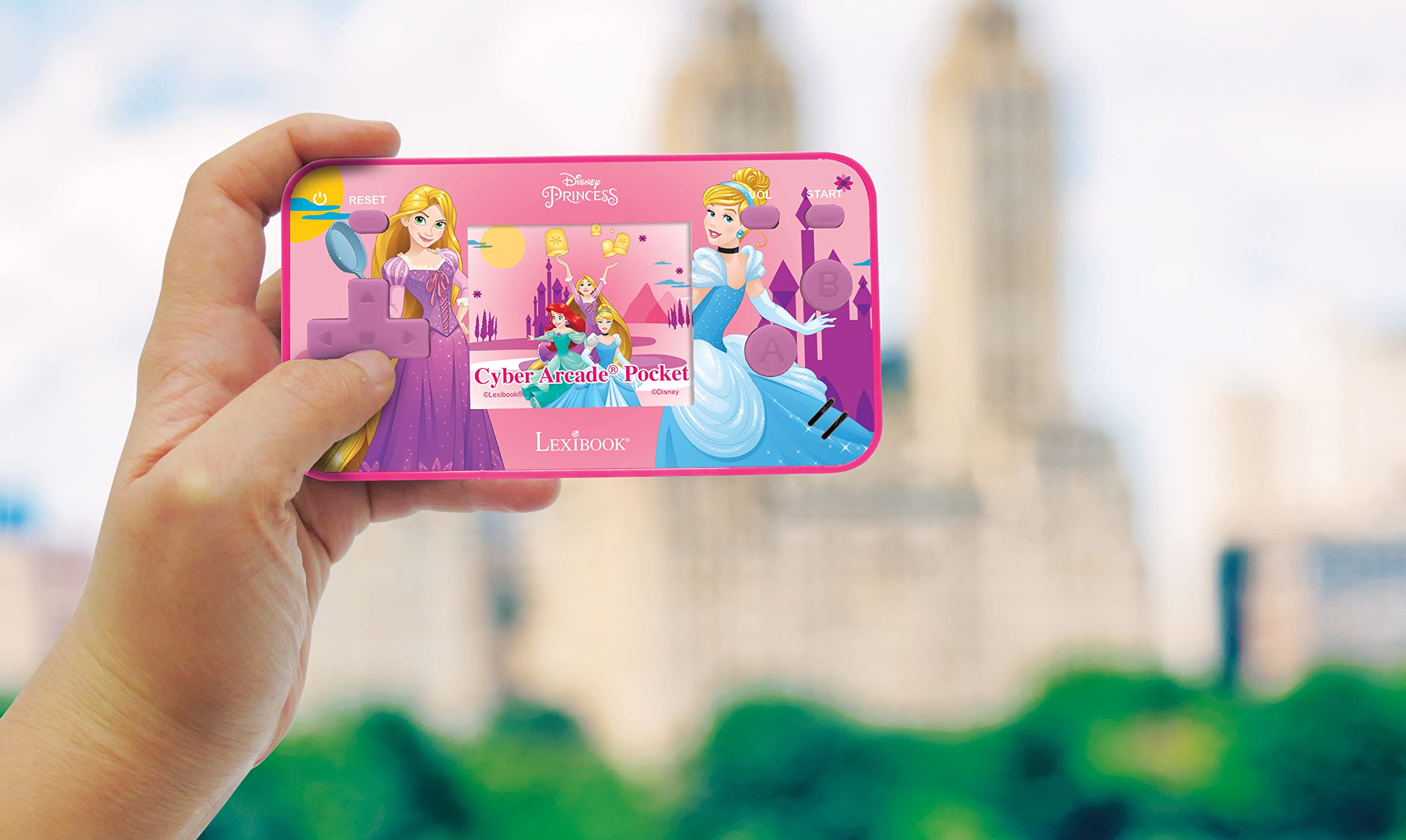 LEXiBOOK JL1895DP Disney Princess Handheld Console with 150 Games, Cyber Arcade Pocket, Pink