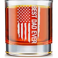Father's Day Gifts for Dad - Dad Gifts from Daughter, Son, Kids - Best Dad Ever Gifts - Birthday Gifts for Dad - Funny Dad Birthday Gift - Whiskey Rock Glass 10.25oz