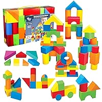 Foam Building Blocks for Toddlers 1-3, 81 Pieces Soft Stacking Blocks Toy Set, Baby Bath Foam Toys, Sensory and Montosorri Toys for Boys & Girls 18+ Months
