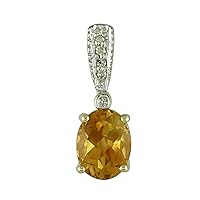 Stunning Citrine Natural Gemstone Oval Shape Pendant 10K, 14K, 18K Yellow Gold Jewelry
