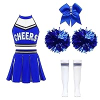 Kids Girls Cheerleading Dance Dress Cheer Leader Uniform Halloween Cosplay Fancy Dress Up Musical Party Dancewear A Blue 12 Years