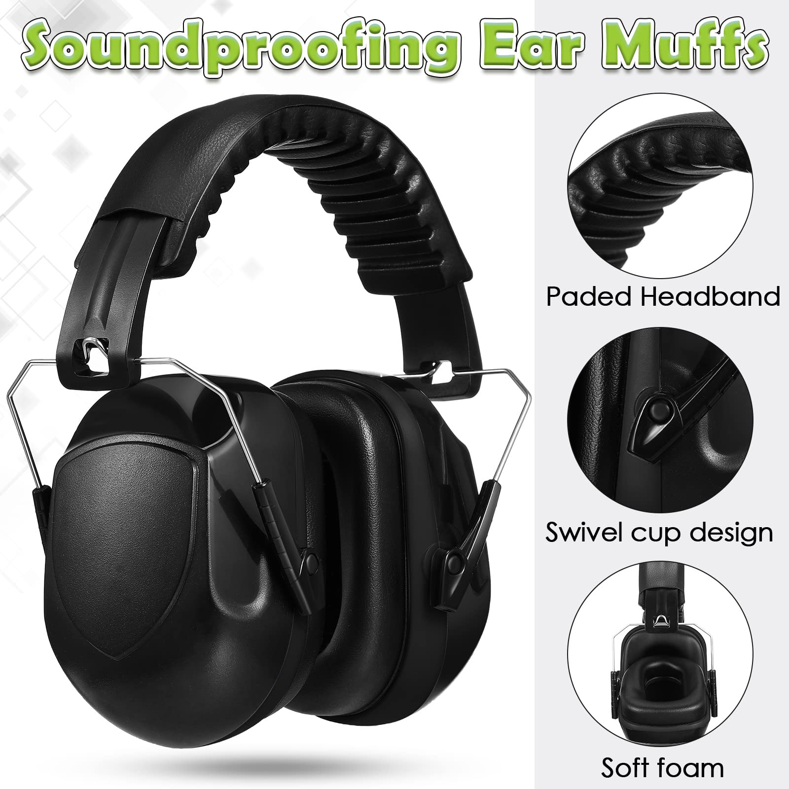 Yunsailing 6 Pcs Nrr 28db Ear Protection Lightweight Foldable Hearing Protection Ear Muffs for Noise Reduction Soundproof